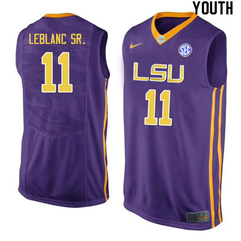 Youth #11 Josh LeBlanc Sr. LSU Tigers College Basketball Jerseys Sale-Purple - Click Image to Close